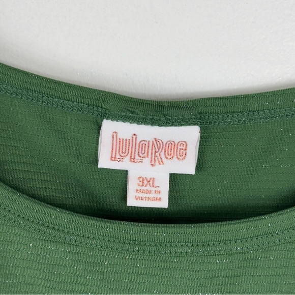 Lularoe 3 xlarge geeen blouse 22-1/2 p2p 26” length great preowned condition - Picture 4 of 8